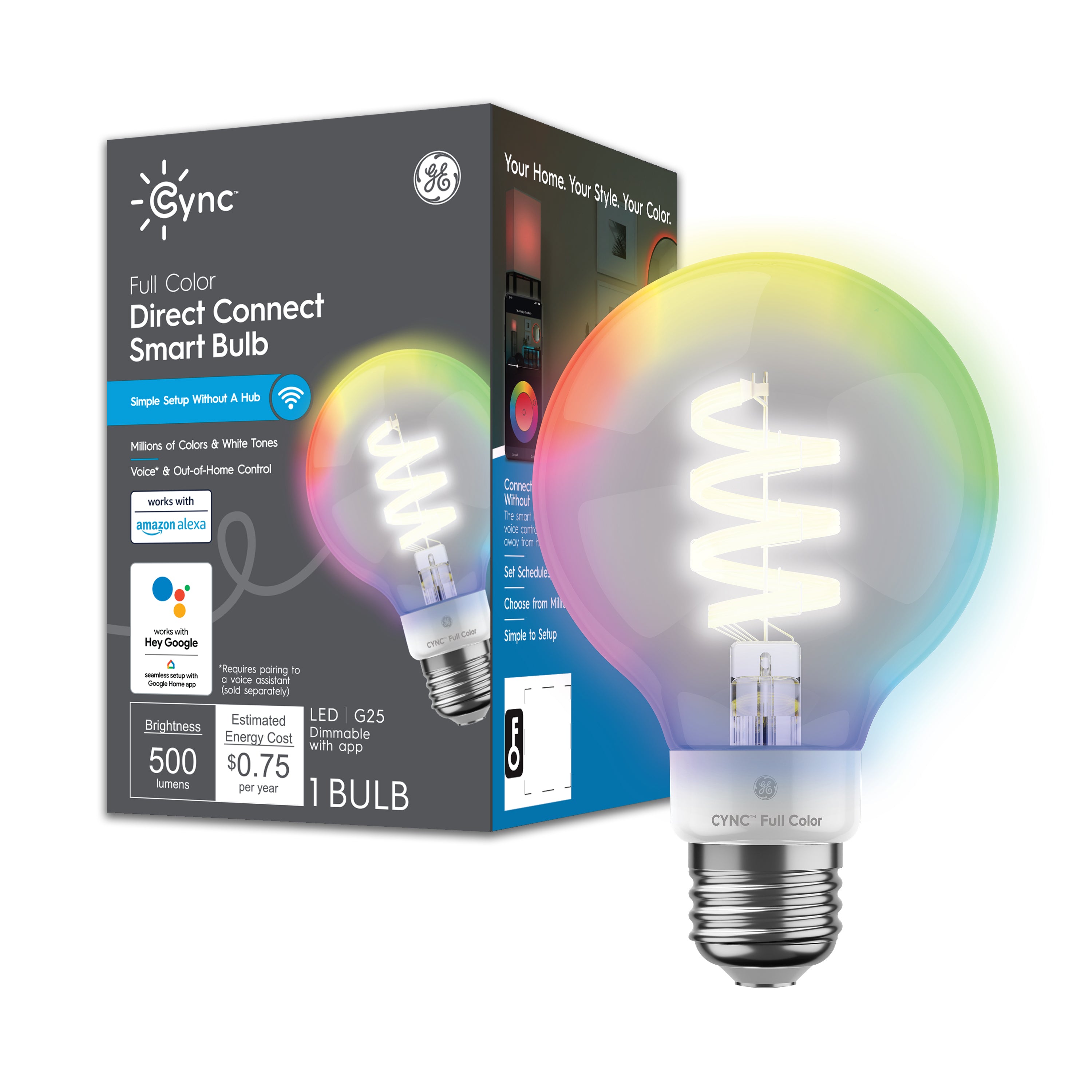 GE Cync Full Color Decorative Globe Smart LED Bulbs